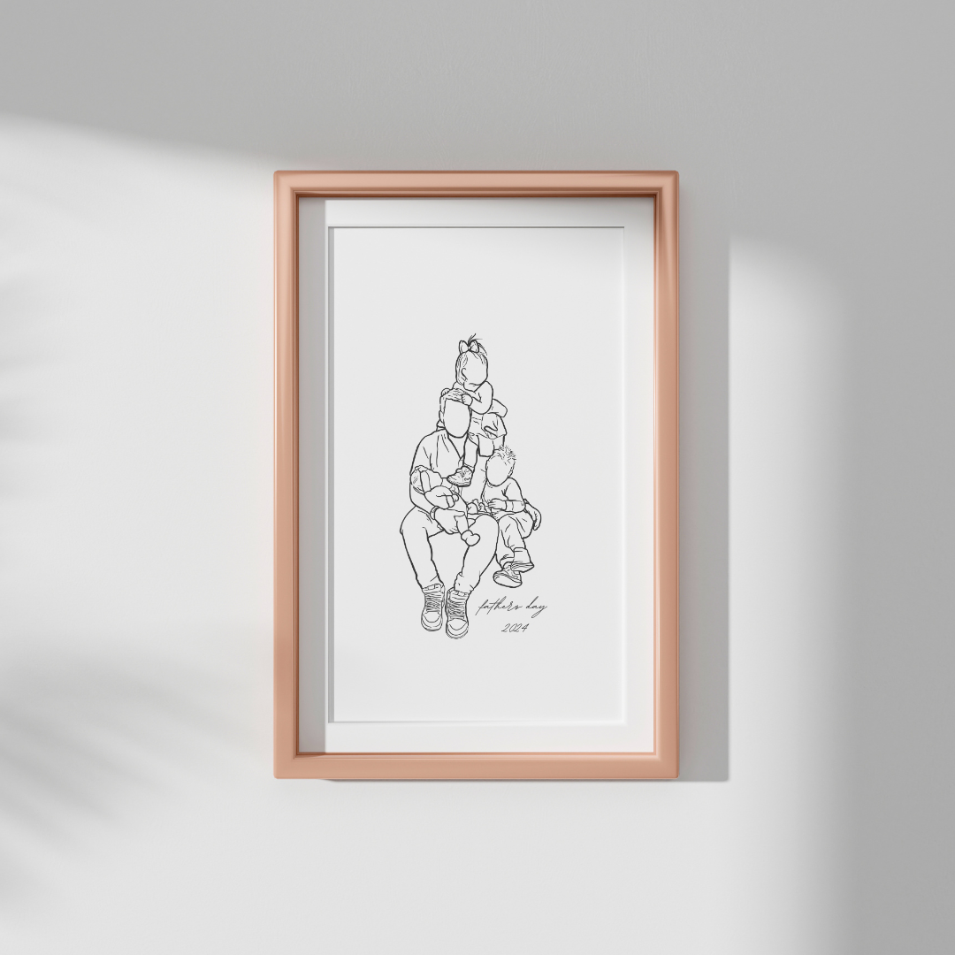 Line Portrait | Printable | Digital File | Gifts for Him - Dad, Grandad, Pop, Pa | Personalised Fathers Day Gift Idea