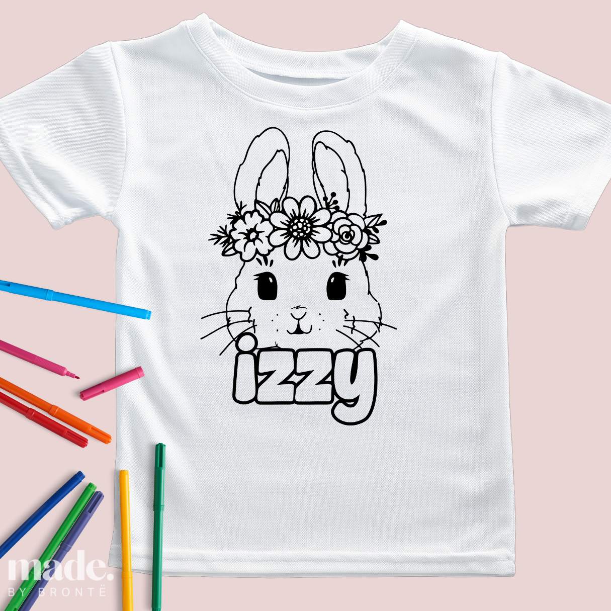 Easter Colouring in Tshirt - Personalised, Customised, Markers, Easter Rabbit with Childs name, unique, custom
