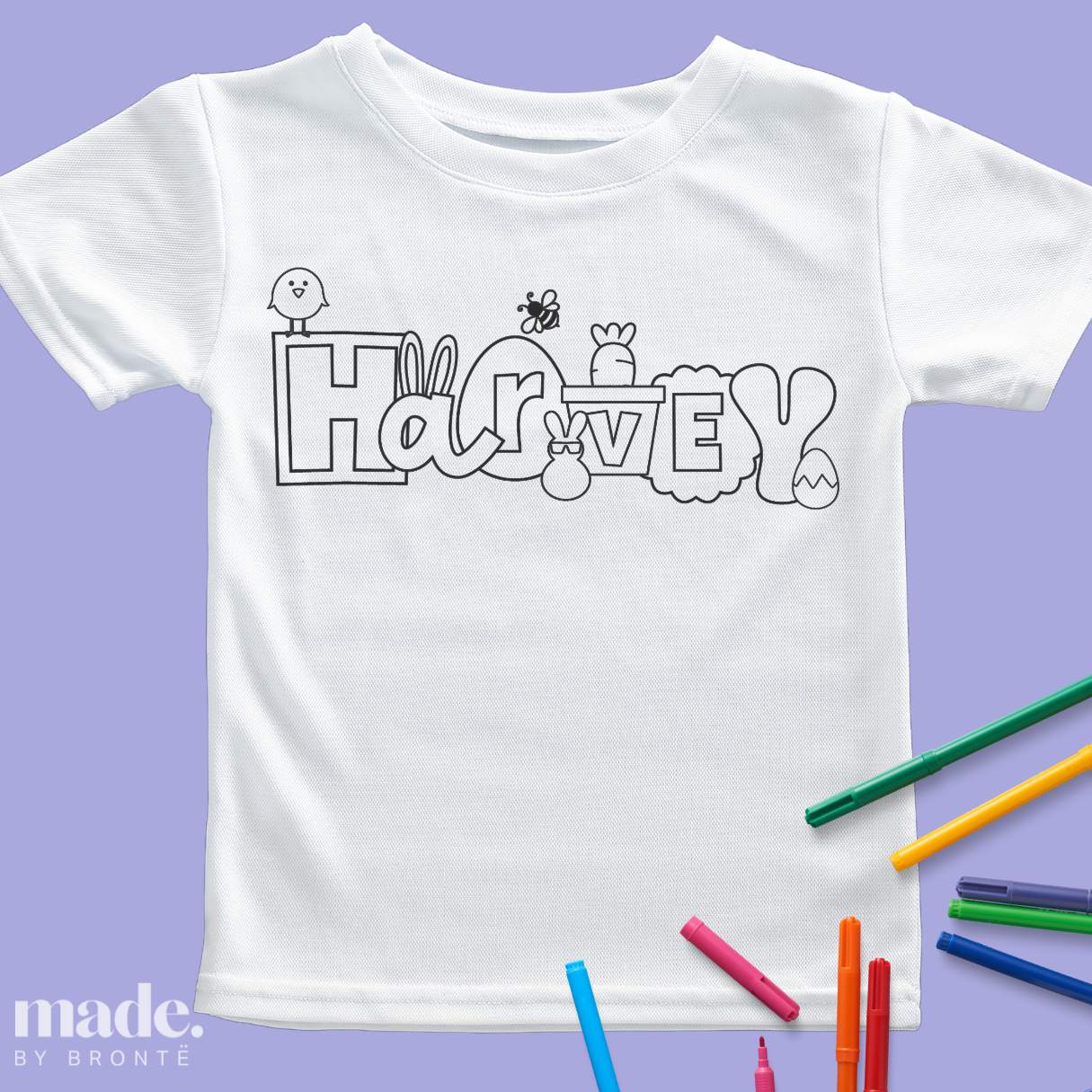 Customised Easter Name T-Shirt | Personalised Kids Colouring Top
