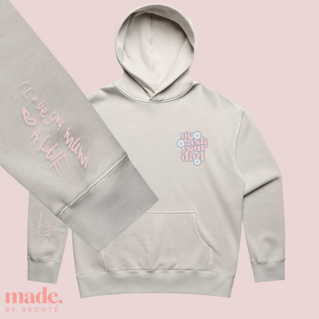 personalised jumper white with pink print